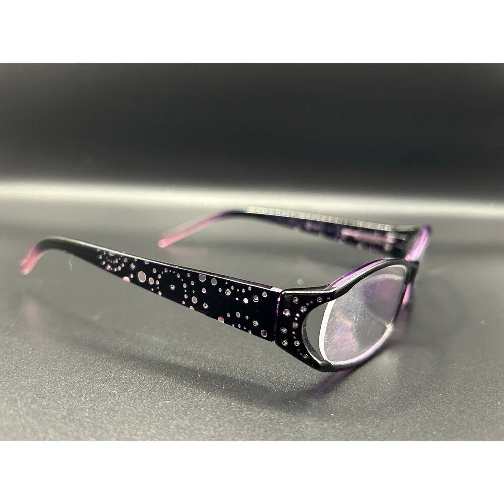 m+ Reading Amber 41-25 Purple Black Rhinestone Eyeglasses Frames 54-16-129